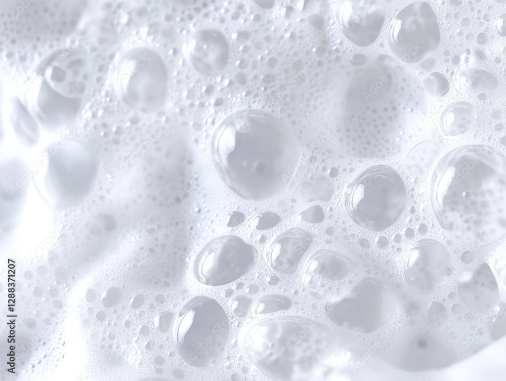 Poster close-up macro photography of white soap bubbles texture abstract background image