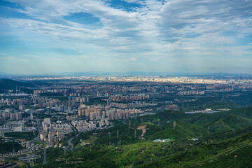 Fototapeta premium Overlooking Beijing western part from mountains