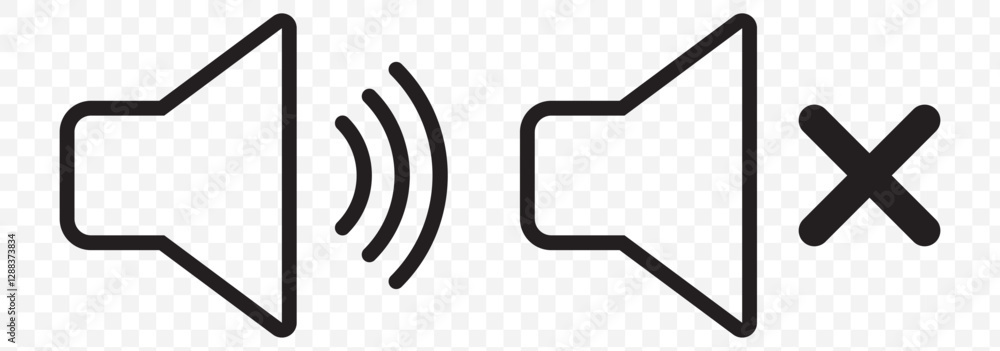 Poster an icon that increases and reduces the sound. icon showing the mute. a set of sound icons with diffe