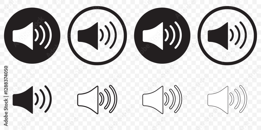 Poster an icon that increases and reduces the sound. icon showing the mute. a set of sound icons with diffe