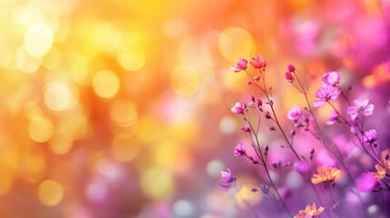 Vibrant tapestry of yellow, orange, and pink hues envelops the scene in a medium-close-up, crafting an intricate and lively backdrop that captivates with its colorful detail