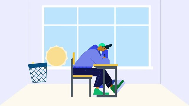 Character Working in a Cozy Home Office with Sunlight