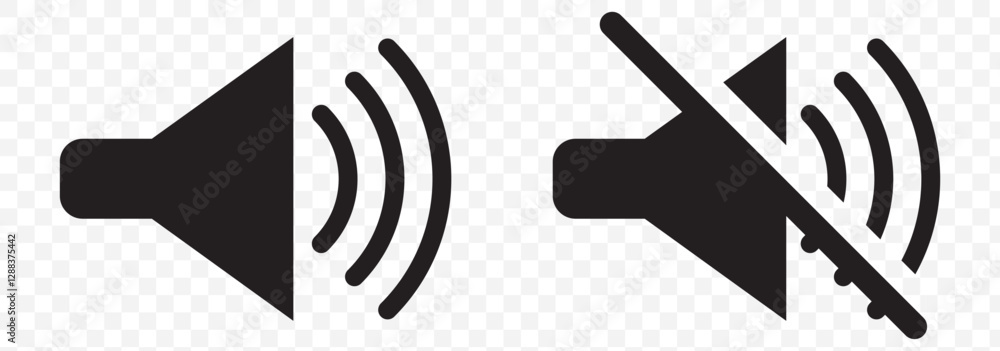 Poster an icon that increases and reduces the sound. icon showing the mute. a set of sound icons with diffe