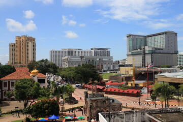 MELAKA, MALAYSIA - May 5, 2024 :  View of Fort Santiago in the World Heritage city of Melaka