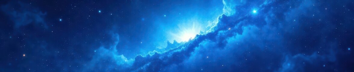Obraz premium Abstract swirling blue light nebula, cosmic energy glow, nebula, mystical, aura