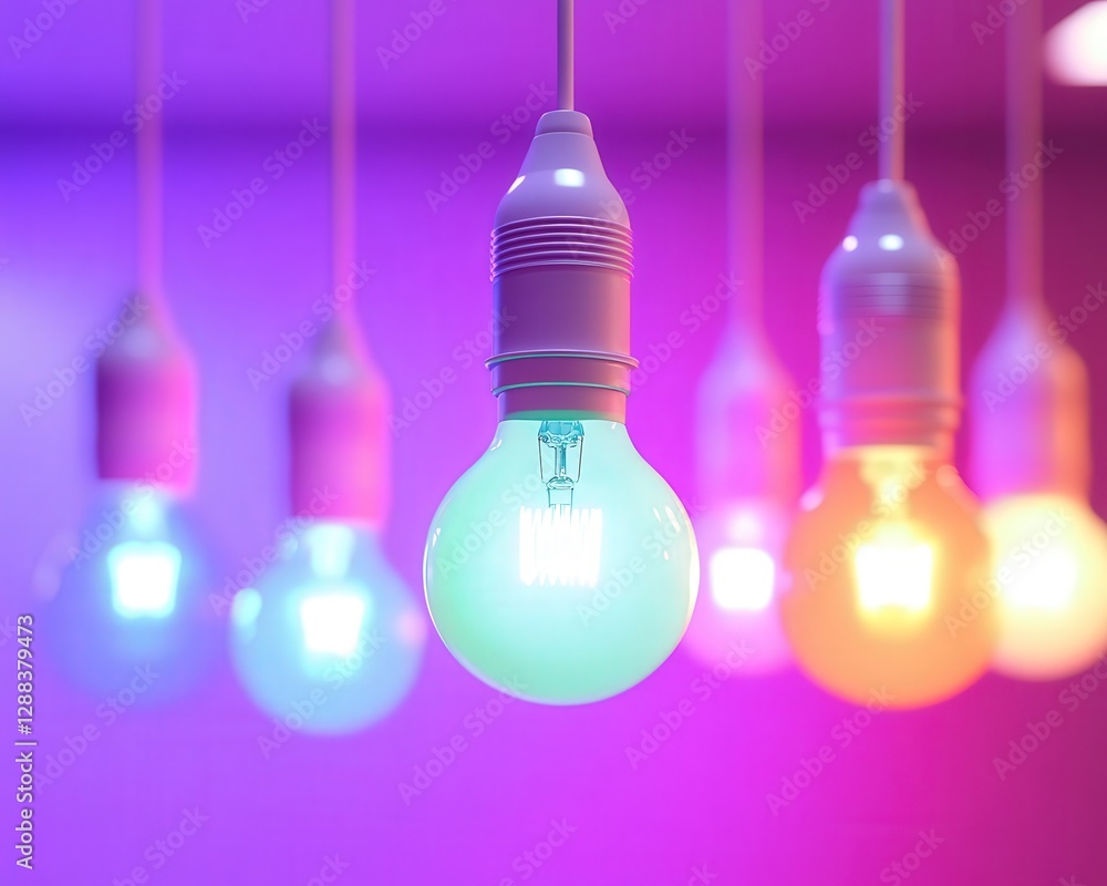 Poster light bulbs, with the bokeh effect softly transforming the background into a beautiful blur of color