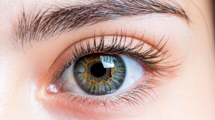 Obraz premium Close-up of a woman's eye, detailed iris, natural light, beauty