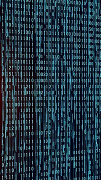 A Digital Security Wall with Glowing Binary Code Rain, Symbolizing Cyber Threat Detection and Defense