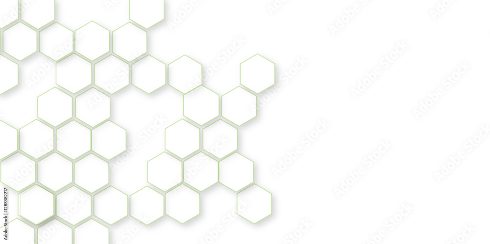 Fototapete hexagonal pattern background, bright hexagon wallpaper or background , with white and black lines 3d