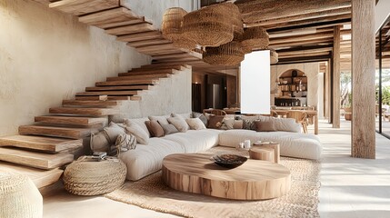 Elegant Mockup of Cozy Living Room with Modern Scandinavian Design