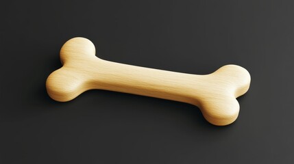A simple delight: a carved wooden dog bone resting on a dark backdrop, showcasing clean lines and inviting texture, suitable for pet care product or design.