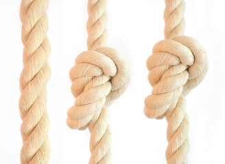 Close-up of various rope knots