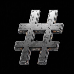 Obraz premium Futuristic 3D Hashtag: A Cyberpunk Symbol of Connectivity.