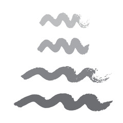 Set of grunge design elements isolated on white background. Paint brush for ink paint, dirt and text banners, dirty texture. Freehand drawing. Trendy brush stroke, vector illustration.