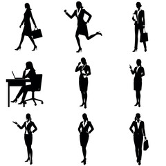 Fototapeta premium A group of set business man and woman vector silhouette, isolated white background