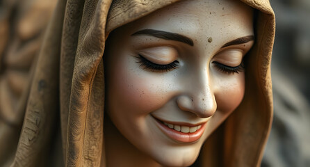  Beautiful Mother Mary Close-Up with Divine Grace and Serene Expression