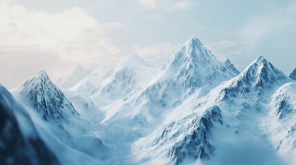 Obraz premium Majestic snow-capped mountain range under a cloudy sky landscape photography, a breathtaking alpine vista