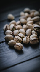 Rustikale Pistazien auf dunklem Holz – Moody Food Fotografie