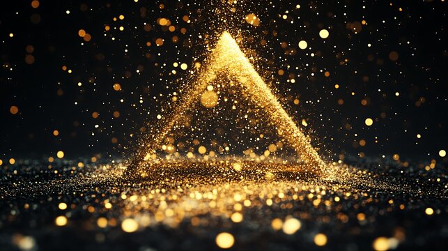 Golden Glitter Peak Formed by Sparkling Triangle Shape / きらめく三角形の形に作られた金色のグリッターの頂