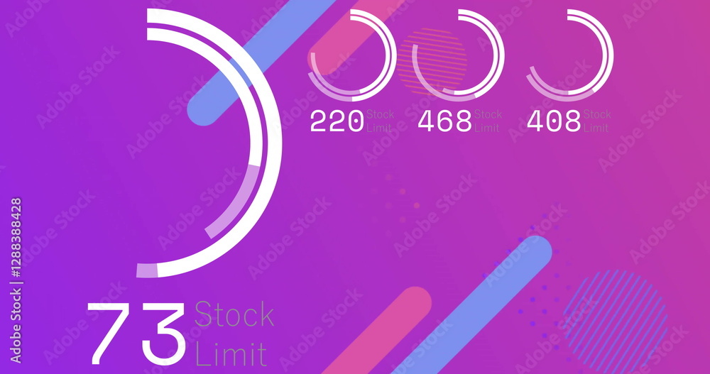 Poster image of digital data processing over pattern on purple background