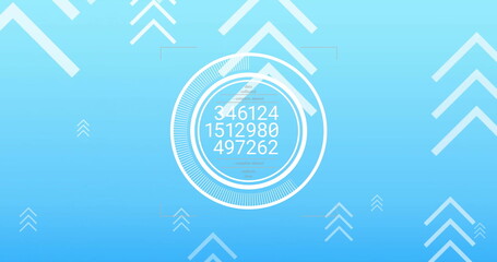 Image of digital data processing over blue background