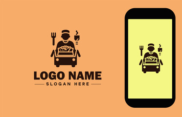 Food Delivery icon Meal delivery Food courier service Restaurant delivery flat logo sign symbol editable vector