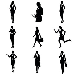 Fototapeta premium A group of set business man and woman vector silhouette, isolated white background