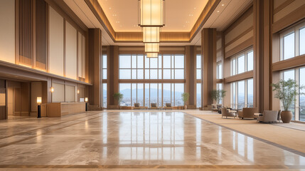Obraz premium Spacious Lobby with City View