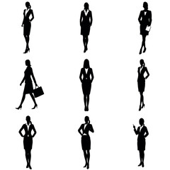 A group of set business man and woman vector silhouette, isolated white background