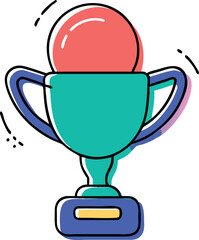 Fototapeta premium Colorful Cricket Championship Trophy Award Doodle Vector Icon | Offset Minimalist Design | Retro Vintage Sports Illustration for Tournaments & Achievements