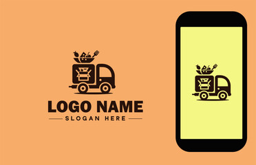 Food Delivery icon Meal delivery Food courier service Restaurant delivery flat logo sign symbol editable vector