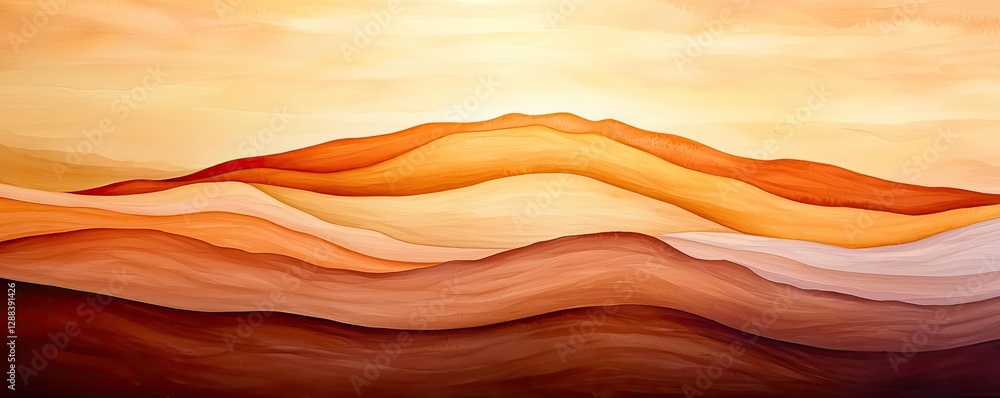 Poster weathering process concept. abstract landscape with warm hues of orange and soft curves representing