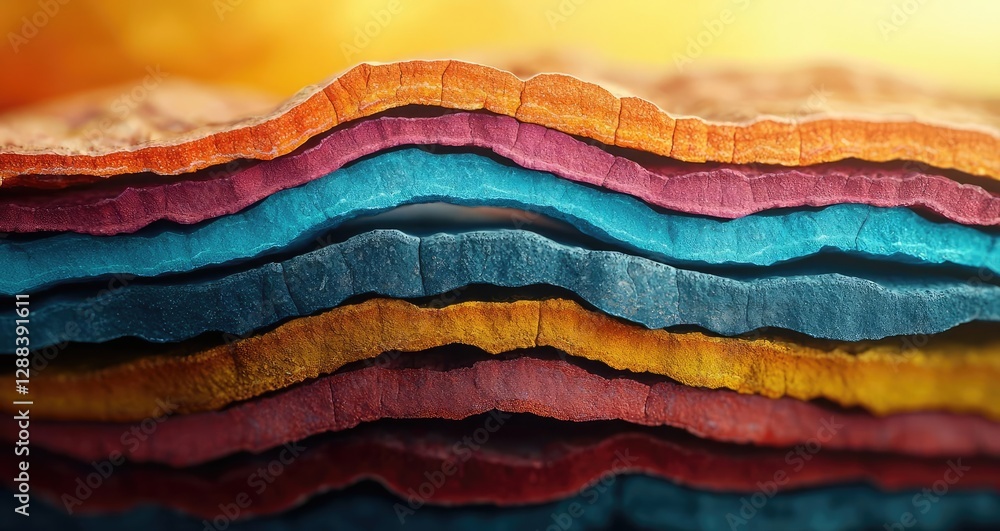 Poster weathering process concept. vibrant layers of textured colors creating an abstract, artistic composi