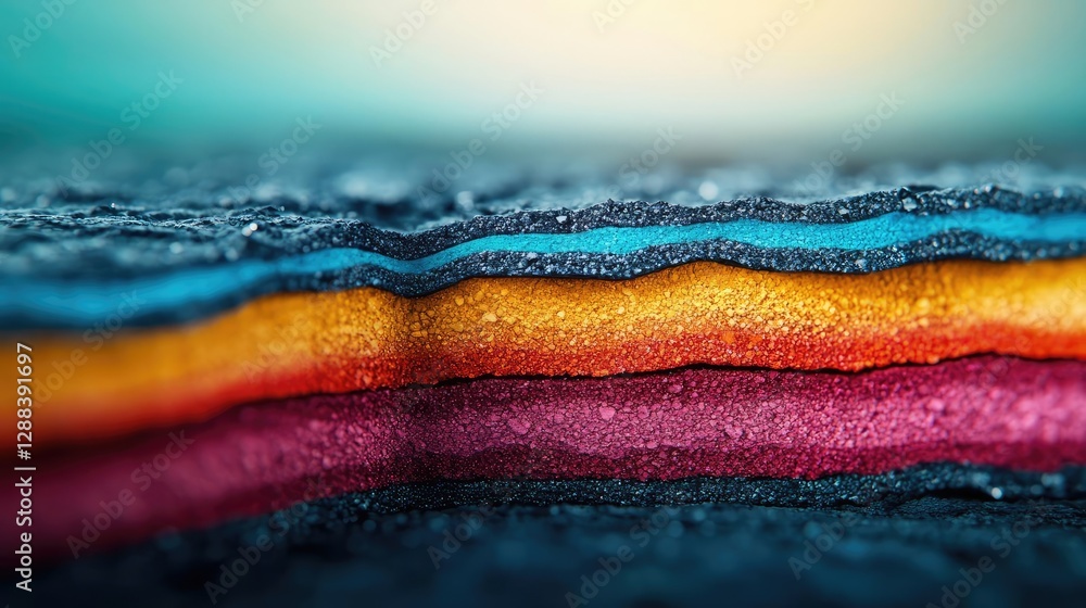 Poster weathering process concept. vibrant layers of colorful materials showcasing texture and depth in viv