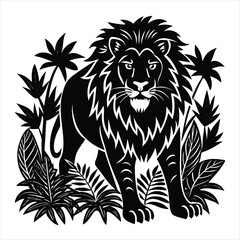 lion silhouette vector style