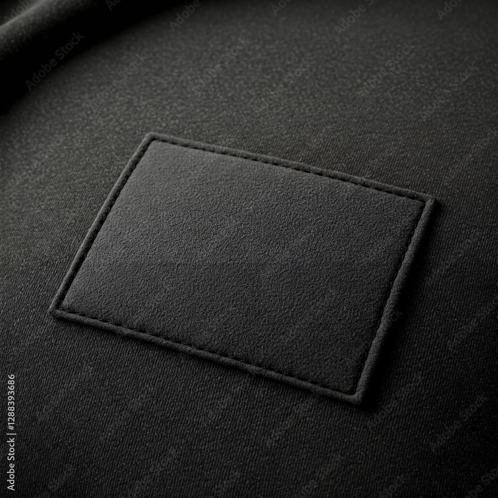 Poster a close-up of a textured fabric with a blank patch for a logo.