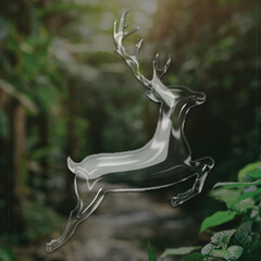 Glass Effect Deer Vector Illustration with Transparency