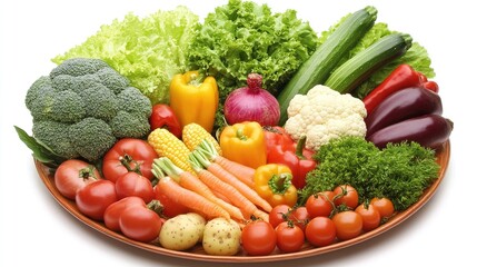 Vibrant still life of fresh fruits and vegetables, celebrating natural abundance and healthy living.