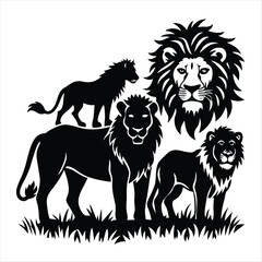 lion silhouette vector style