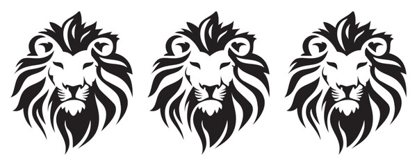 Black and white Lion head vector illustration with symmetrical design, for your logo template