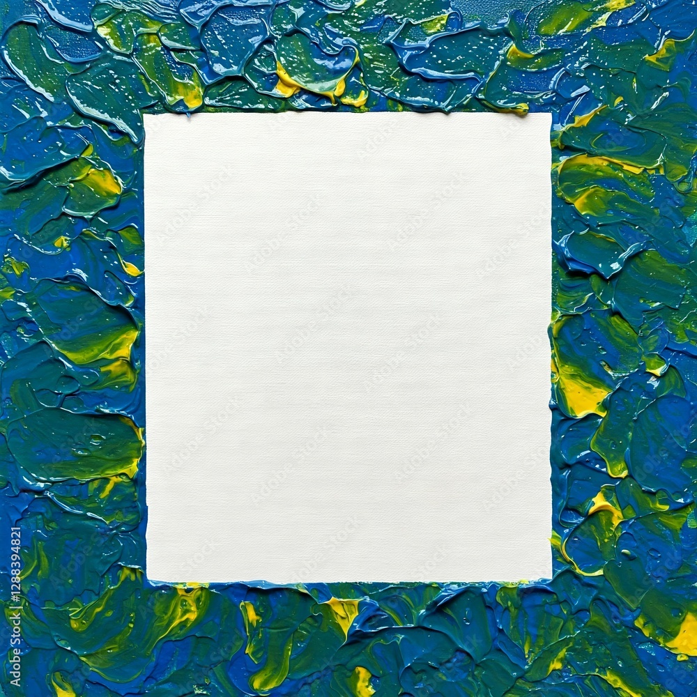Aufkleber a swirl of paint on a canvas with a blank section for an image.
