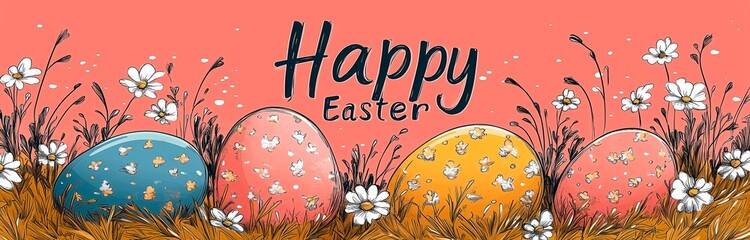 Celebrate vibrant springtime with this colorful Easter festival banner