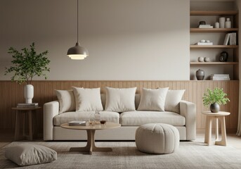 Cozy Minimalist Living Room with Natural Accents 