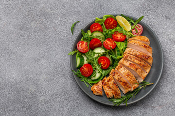 grilled  chicken breast with vegetable salad