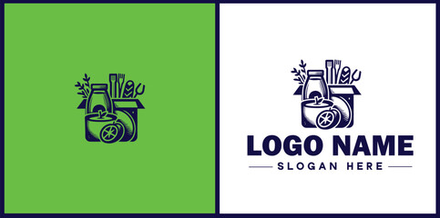 Food Packaging icon Food wrapping Food containerization Edible packaging flat logo sign symbol editable vector