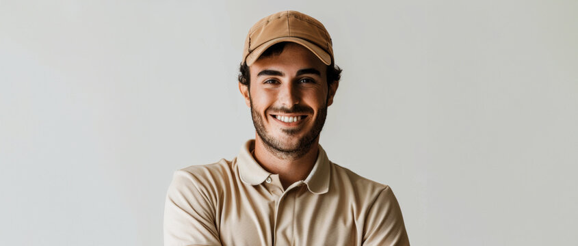 Caucasian man in comfortable, everyday outfits that transition seamlessly from casual to professional, this scene is set against a clear white backdrop.