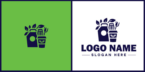 Food Packaging icon Food wrapping Food containerization Edible packaging flat logo sign symbol editable vector