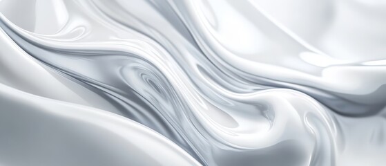 Obraz premium Abstract flowing white liquid texture, smooth and futuristic visual