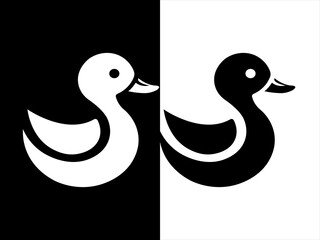 Simple Black and White Duck Silhouettes for Design