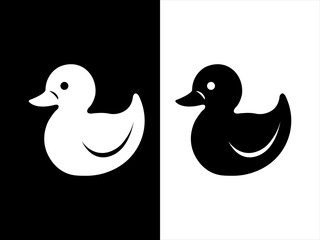 Simple Black and White Duck Silhouettes for Design